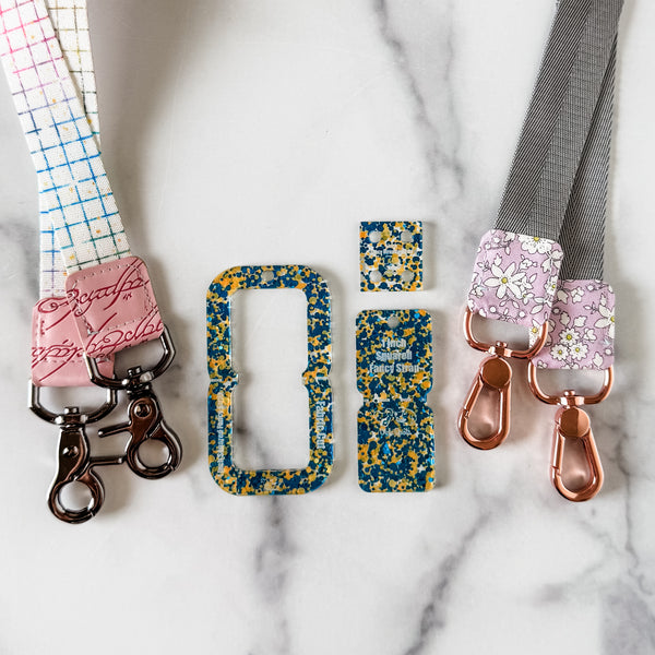 Open Center SQUARED Fancy Straps - Size 1" - LIMITED COLOR - Gold Blue Dots - Set of 3 - Acrylic Template