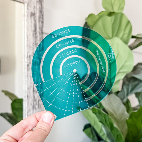 Boxed Round Accent - 1.5"/2.5"/3.5"/4.5"  - Teal -  Acrylic Template