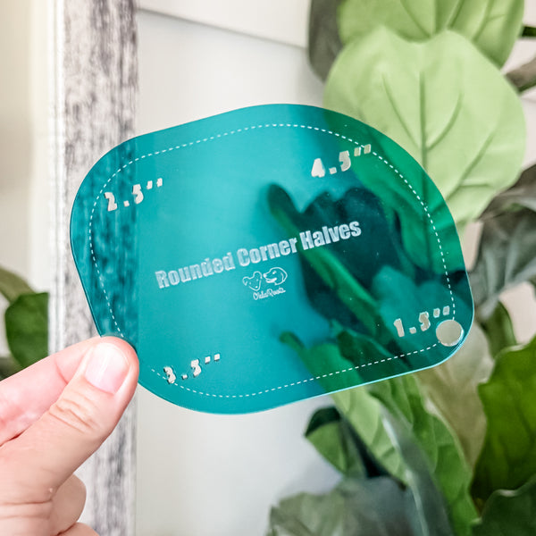 1-2-3-4 HALVES Inch Rounded Corners  - Teal -  Acrylic Template