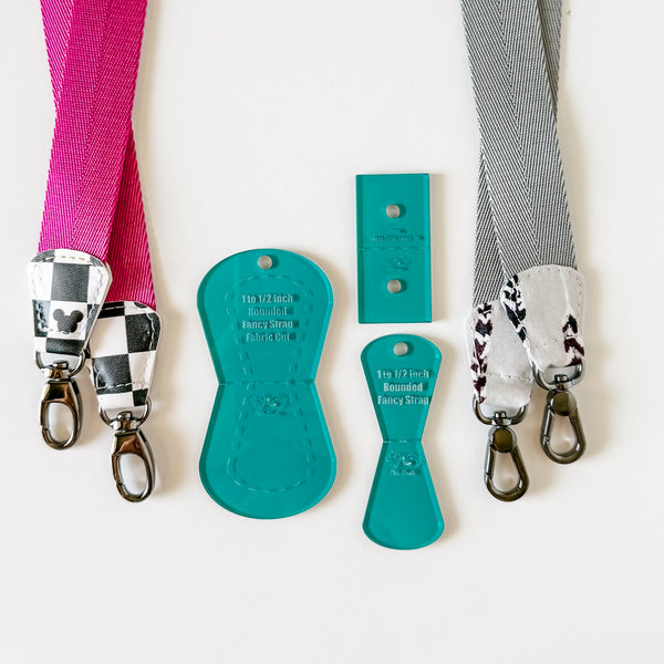 ROUNDED Fancy Straps - Size 1" Webbing to 1/2" Hook - TEAL - Set of 3 - Acrylic Template