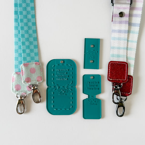 SQUARED Fancy Straps - Size 1" Webbing to 1/2" Hook - TEAL - Set of 3 - Acrylic Template