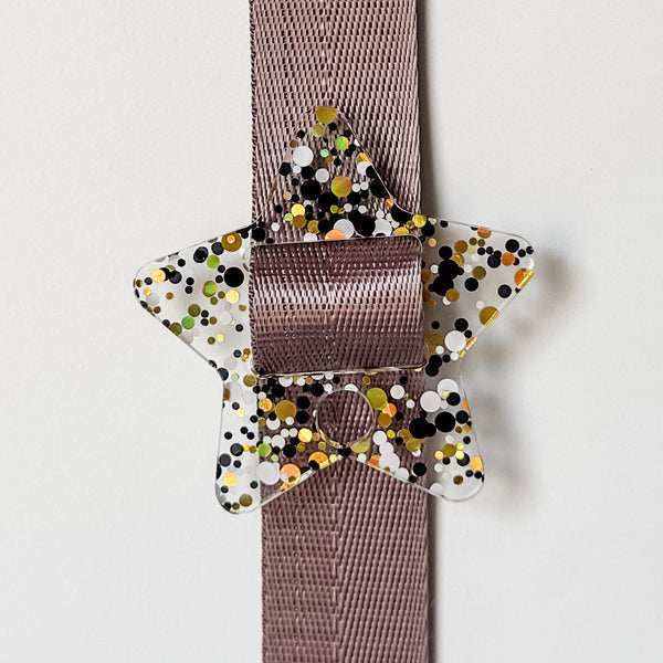 Removable Bubble Star Strapzeez™ - Black and Gold Dots