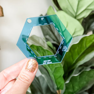 English Paper Piecing Set of 4 - 3/8" Seam Allowance - Hexagons - Blue - Acrylic Template