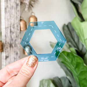 English Paper Piecing Set of 4 - 1/4" Seam Allowance - Hexagons - Blue - Acrylic Template