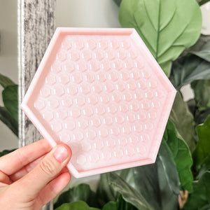 Hexagon Craft Tray - Honeycomb Base with Grips - Blush