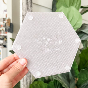 Hexagon Craft Tray - Honeycomb Base with Grips - Clear Glitter