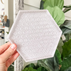 Hexagon Craft Tray - Honeycomb Base with Grips - Clear Glitter
