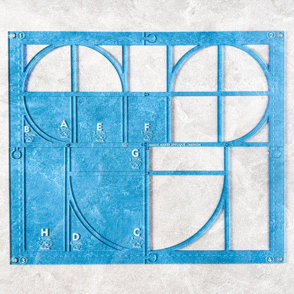 Magic Maker Applique Template Set of 12 - Size Medium - BLUE - FRAGILE: PLEASE INCLUDE ROUTE ON YOUR ORDER