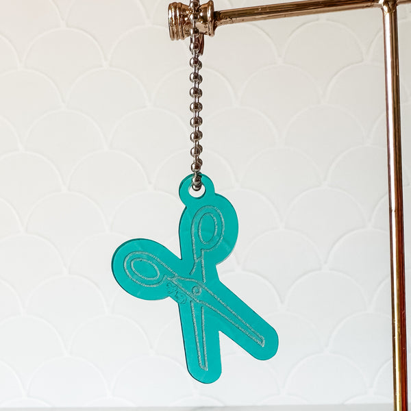 Scissors - Teal - Hanging Charm - Sold Individually