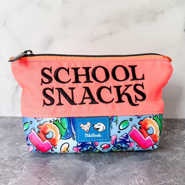 School Snacks - Orange Snacks - Embroidered Snack Pouch