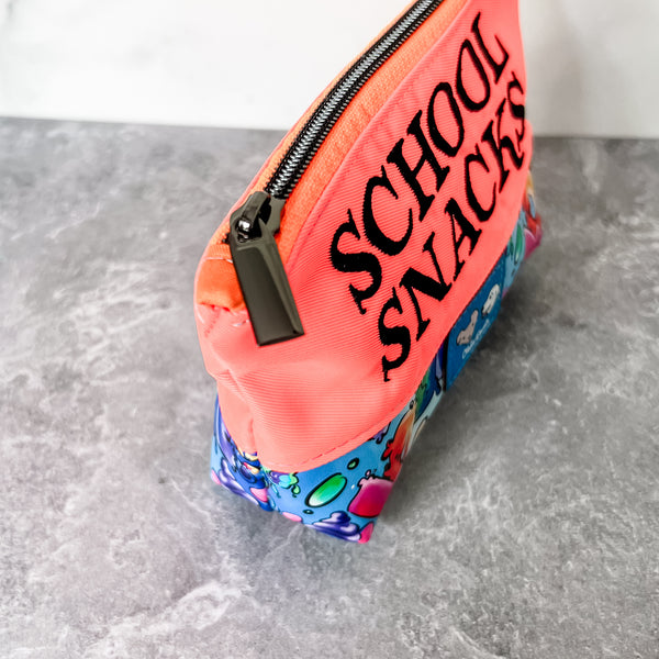 School Snacks - Orange Snacks - Embroidered Snack Pouch