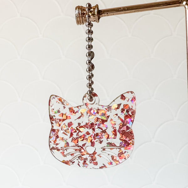 Cat Face - Rose Gold Flake - Hanging Charm - Sold Individually