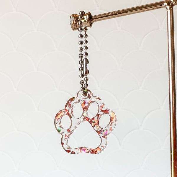Puppy Paw - Rose Gold Flake - Hanging Charm - Sold Individually