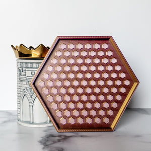 Hexagon Craft Tray - Honeycomb Base with Grips - Purple and Gold