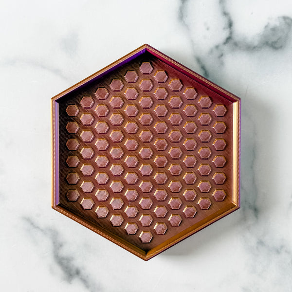 Hexagon Craft Tray - Honeycomb Base with Grips - Purple and Gold