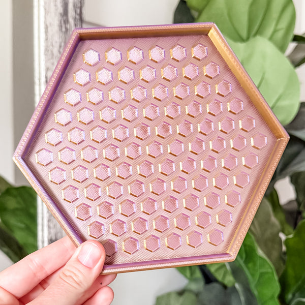 Hexagon Craft Tray - Honeycomb Base with Grips - Purple and Gold