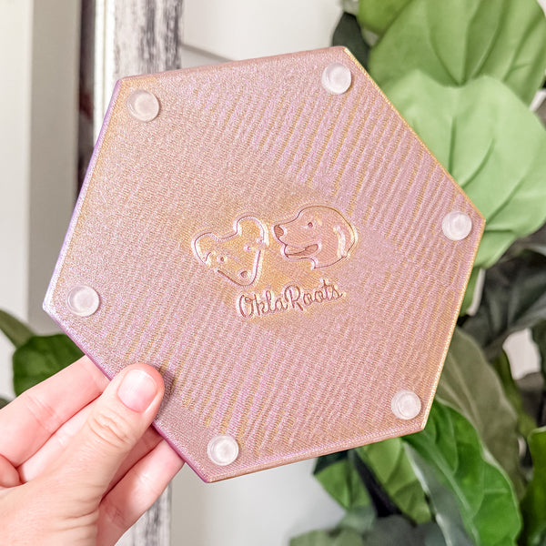 Hexagon Craft Tray - Honeycomb Base with Grips - Purple and Gold