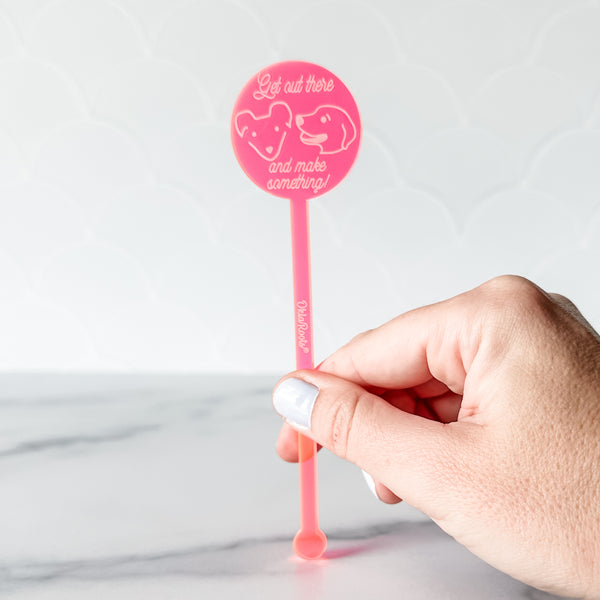 Make Something Drink Swizzle Stick- Hot Pink - Sold Individually