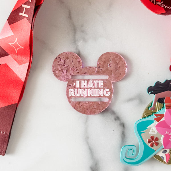 CUSTOM Race Mouse Head Dunzeez™ / Bag Bling - Full Pink Glitter - Select Your Text!