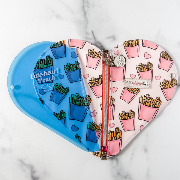 Cute-Heart Zip Pouch - Blue -  Acrylic Template