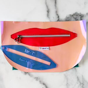 Lips Zipper Accent Template - Blue - 3 Sizes Available
