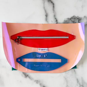 Lips Zipper Accent Template - Blue - 3 Sizes Available