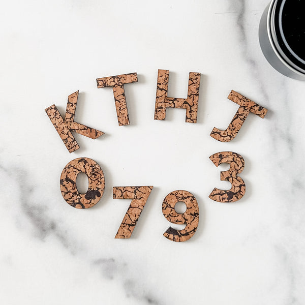 Black Crackle Cork - Letter Cuts - Pattern Labels - Full Alphabet AND NUMBERS