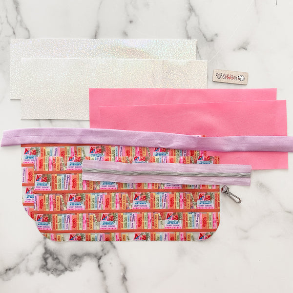 Curved Clear Bottom Pouch Full Pattern - Two Sizes -  Downloadable PDF