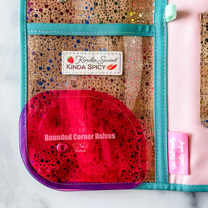 1-2-3-4 HALVES Inch Rounded Corners  - Magenta -  Acrylic Template