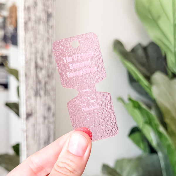 Open Center SQUARED Fancy Straps - Size 1" Webbing To 1/2" Hook - LIMITED COLOR - Bubble Textured Pink - Set of 3 - Acrylic Template