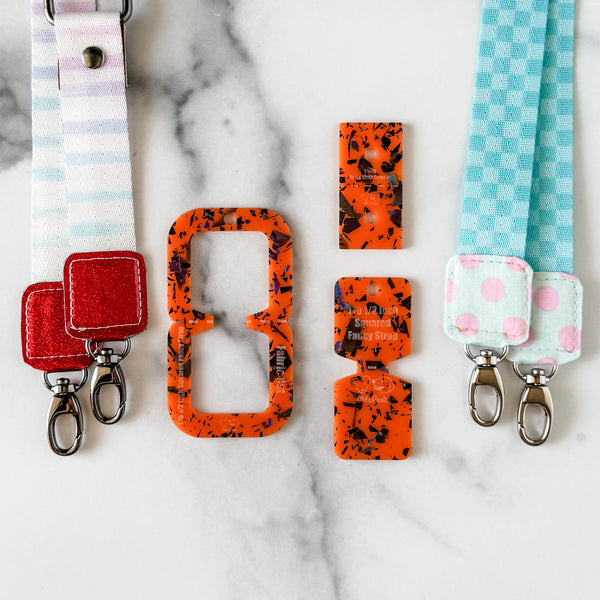 Open Center SQUARED Fancy Straps - Size 1" Webbing To 1/2" Hook - LIMITED COLOR - Pumpkin Shadows - Set of 3 - Acrylic Template