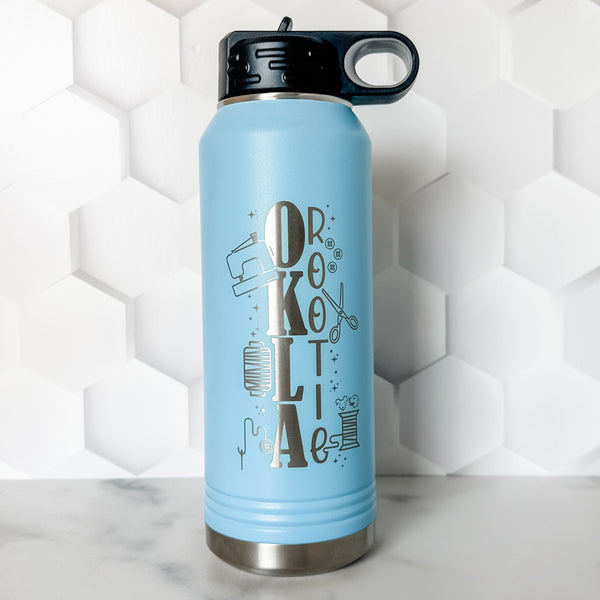 OklaRootie  - Light Blue - 32 oz Water Bottle