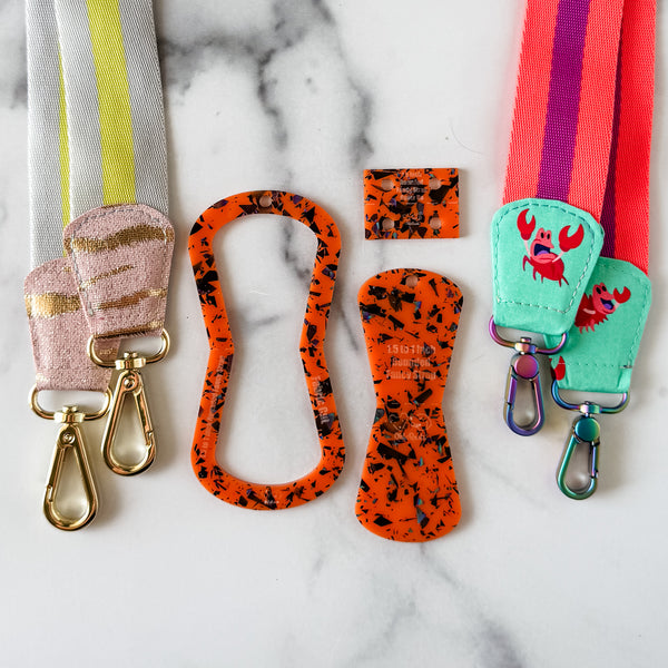 Open Center ROUNDED Fancy Straps - Size 1.5" Webbing To 1" Hook - LIMITED COLOR - Pumpkin Shadows - Set of 3 - Acrylic Template