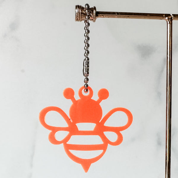 Open Bee - Tangerine - Hanging Charm - Sold Individually