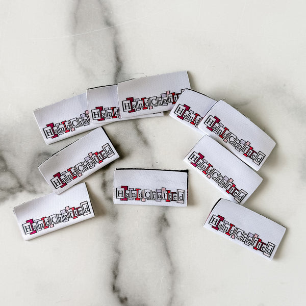 Sew In Fold Over Labels - "Handcrafted" - Set of 10