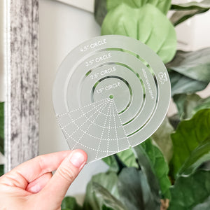 Boxed Round Accent - 1.5"/2.5"/3.5"/4.5"  - Frost -  Acrylic Template