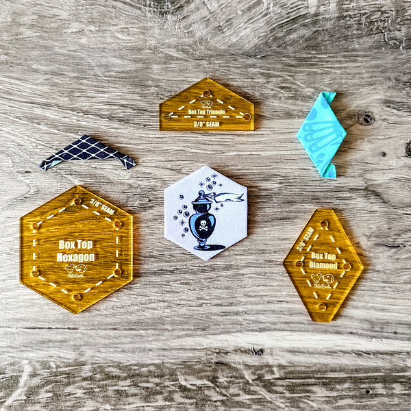 English Paper Piecing Set of 3 - 3/8" Seam Allowance - "Box Top" Style - Lemon - Acrylic Template