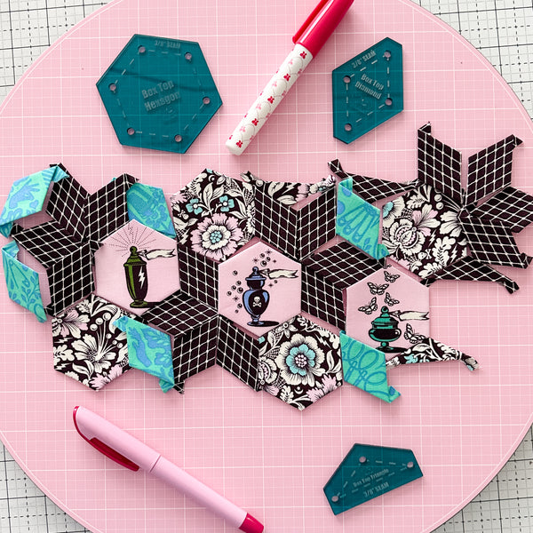 English Paper Piecing Set of 3 - 3/8" Seam Allowance - "Box Top" Style - Soda - Acrylic Template