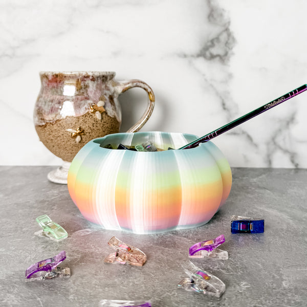 Large Pumpkin Craft Bowl - Pastel Dewey Rainbow - Designed by Newt!