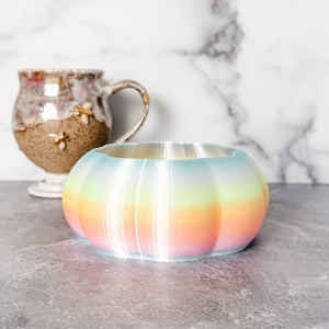 Large Pumpkin Craft Bowl - Pastel Dewey Rainbow - Designed by Newt!
