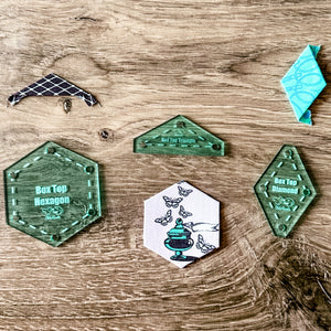 English Paper Piecing Set of 3 - 1/4" Seam Allowance - "Box Top" Style - Light Green - Acrylic Template