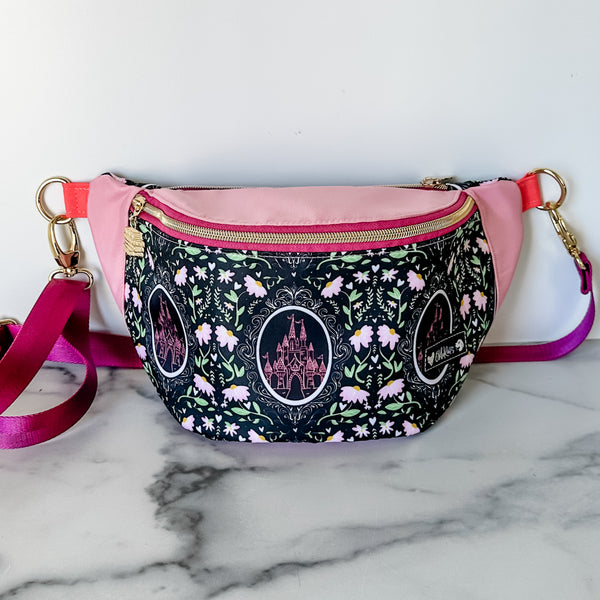 As Seen On OklaRoots! Medium Pink and Green Castle Be Hip Waist Bag