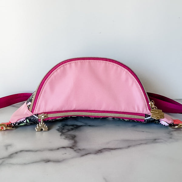 As Seen On OklaRoots! Medium Pink and Green Castle Be Hip Waist Bag