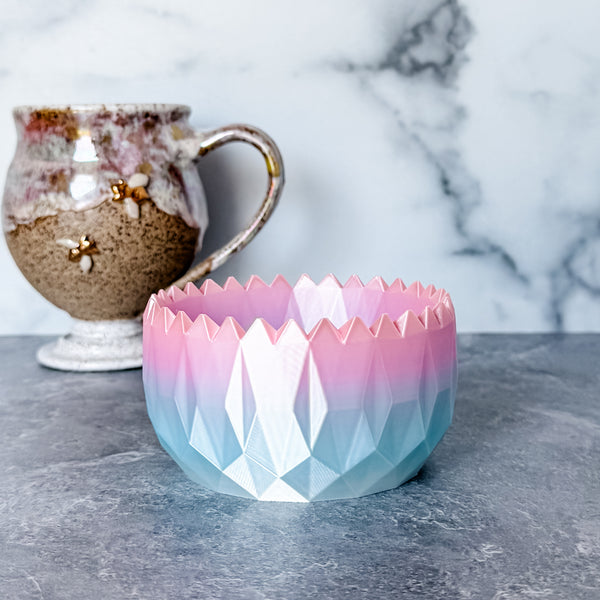 Spiked Craft Bowl - Dewey Pastel Rainbow Blue and Pink - Designed by Newt!