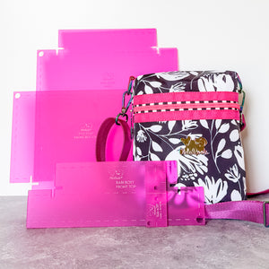 Babi Boxy Pouch and Crossbody  - Set of 4 - Frosted Magenta - Acrylic Template