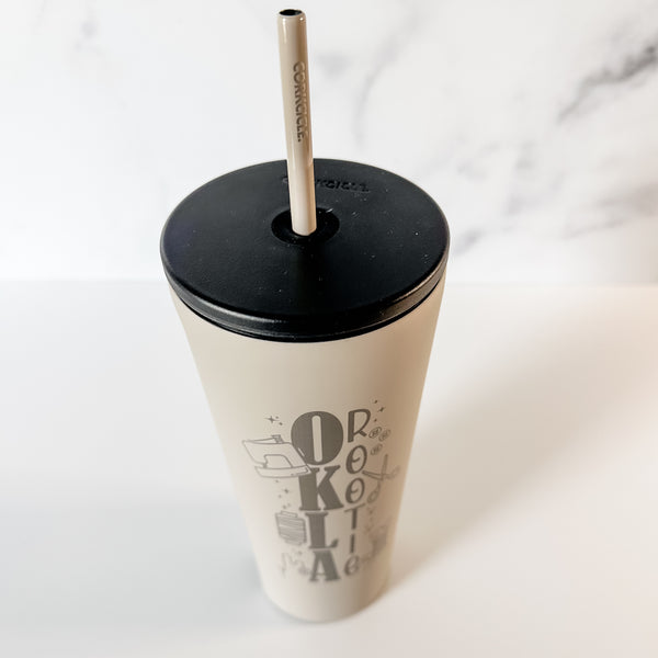 OklaRootie - Latte - Corkcicle 24oz Cold Cup With Metal Straw