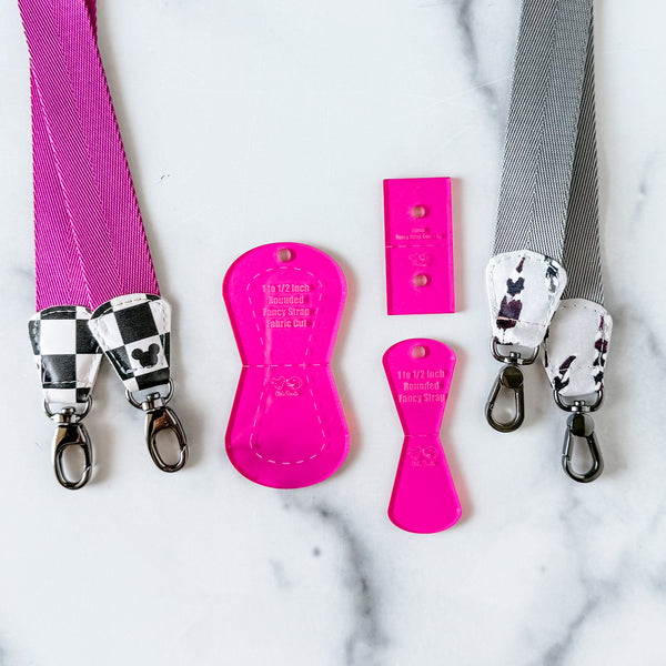 ROUNDED Fancy Straps - Size 1" Webbing to 1/2" Hook - MAGENTA - Set of 3 - Acrylic Template