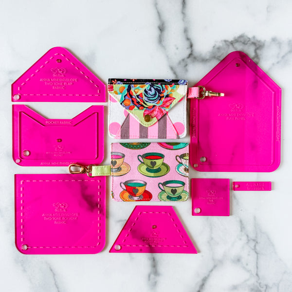 FABRIC Anna Mini Envelope Set of 9 - Magenta -  Acrylic Template
