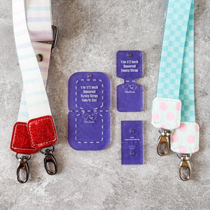 SQUARED Fancy Straps - Size 1" Webbing to 1/2" Hook - Frosted Violet - Set of 3 - Acrylic Template