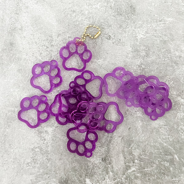 Puppy Paw - Purple - Hanging Charm - Sold Individually